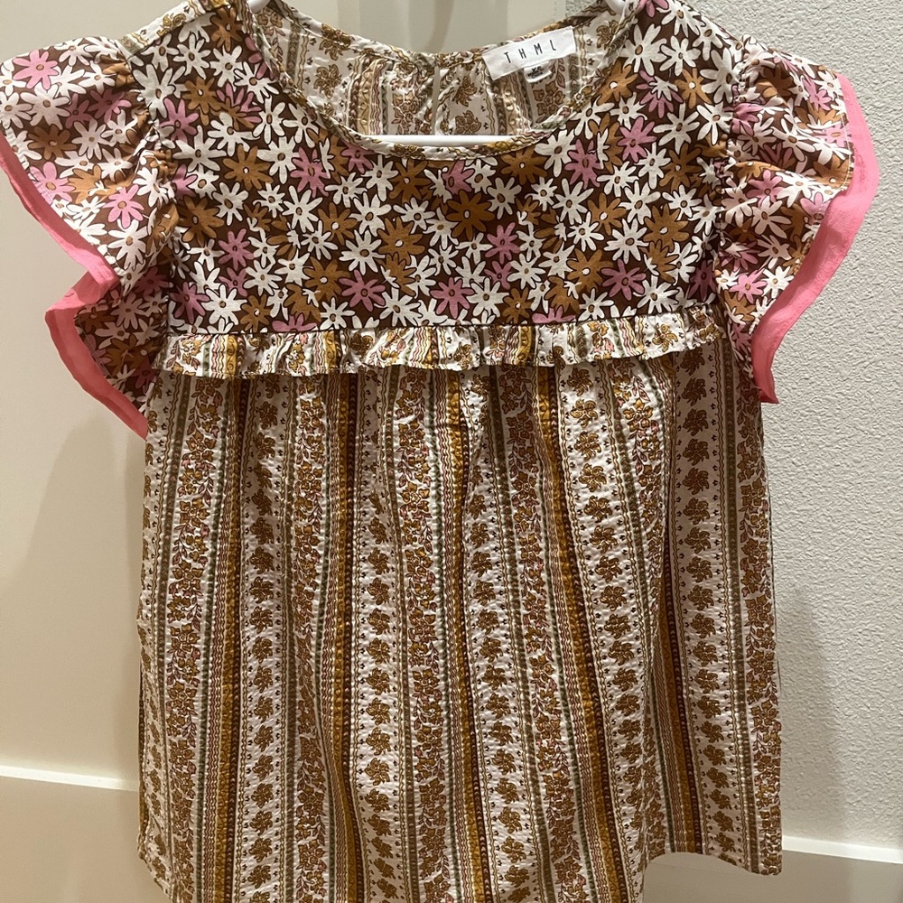 THML Floral Blouse with Pink and Brown
